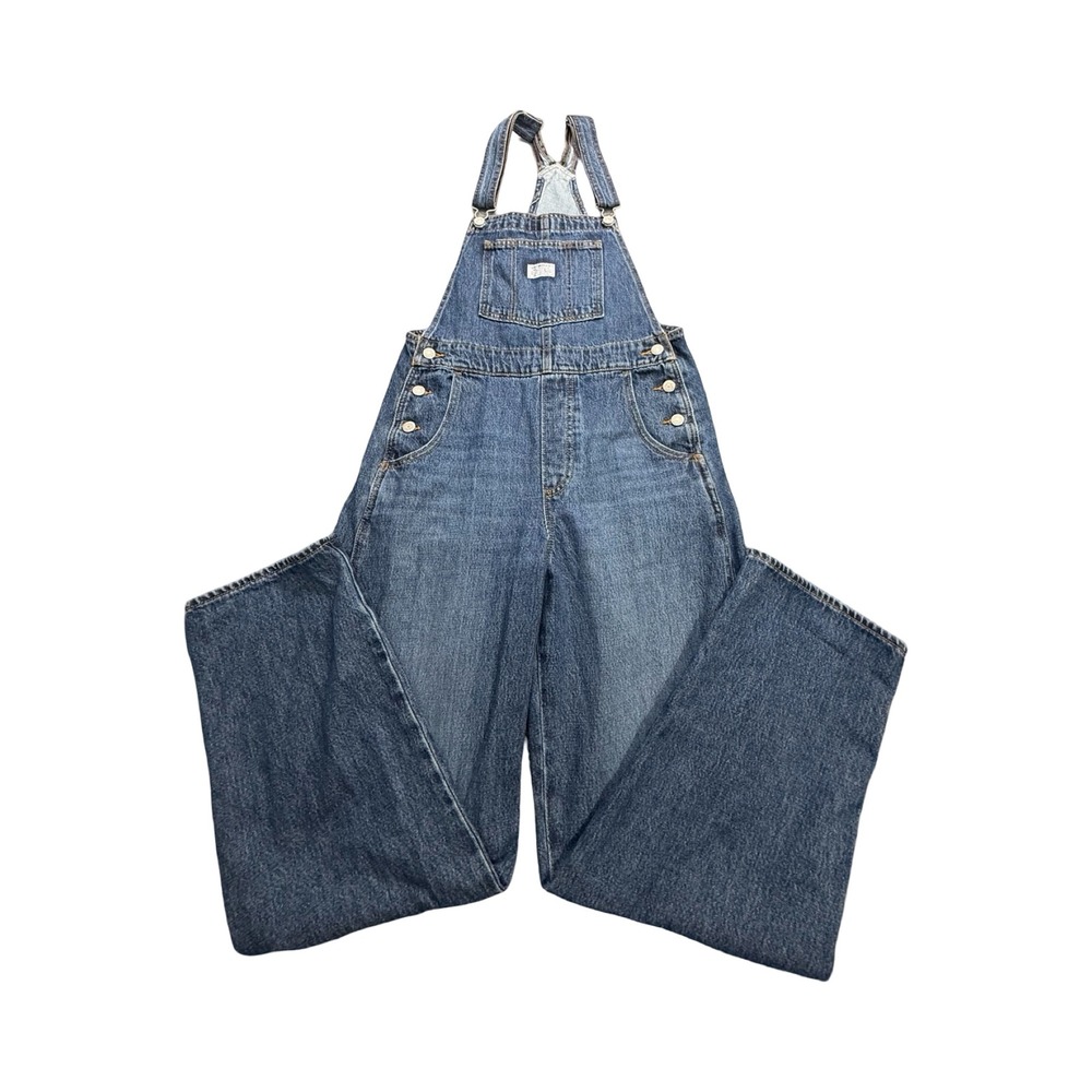 Levi's Overalls Womens S 30x29 Medium Wash Denim Wide Leg Relaxed Western